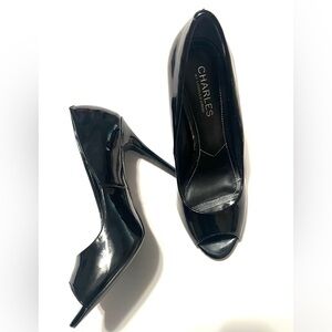 Charles by Charles David Black Patent Peep Toe Heels